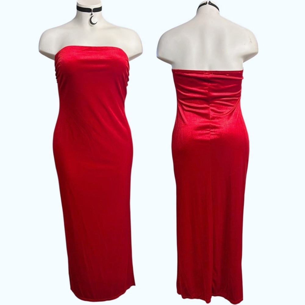 Strapless Bodycon Maxi Dress Side Slit XXL Jessica Rabbit Style